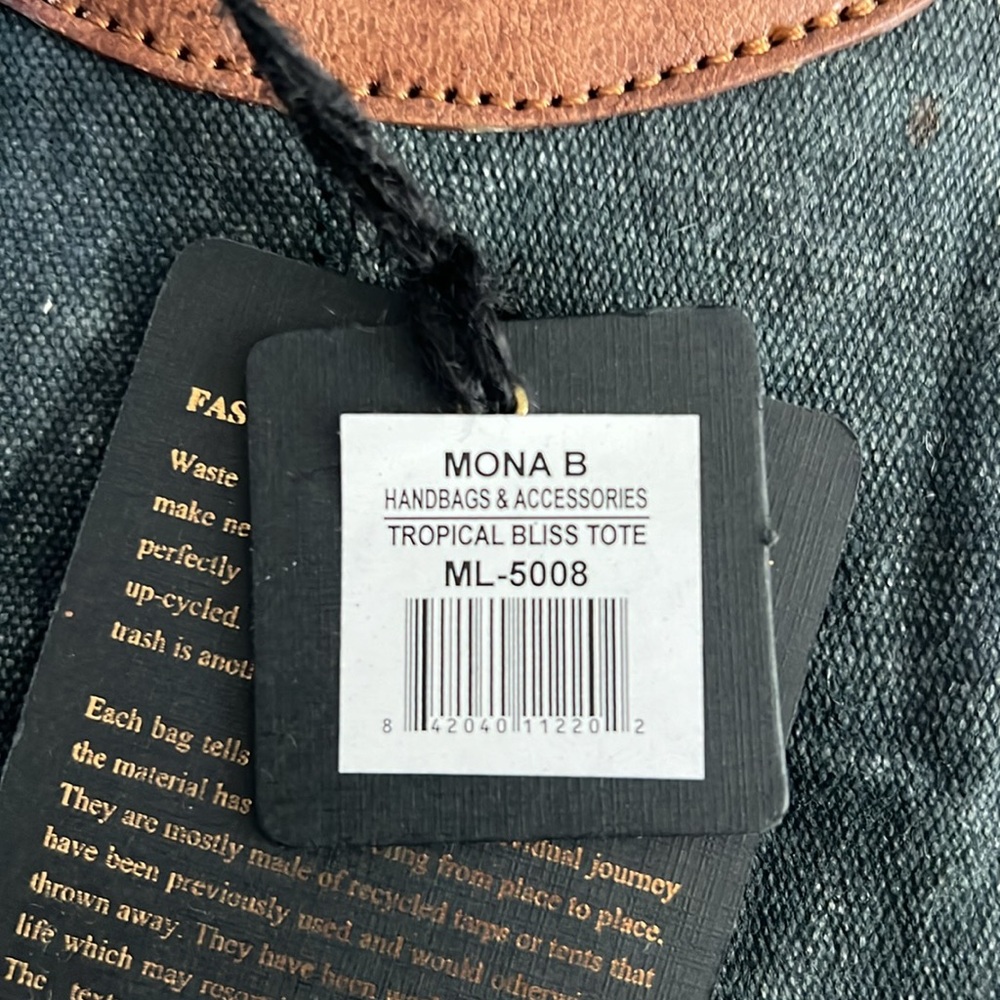 Mona B canvas bag “Sunsets & Palm Trees” unique handle shoulder strap NWT BX22 - Picture 8 of 8